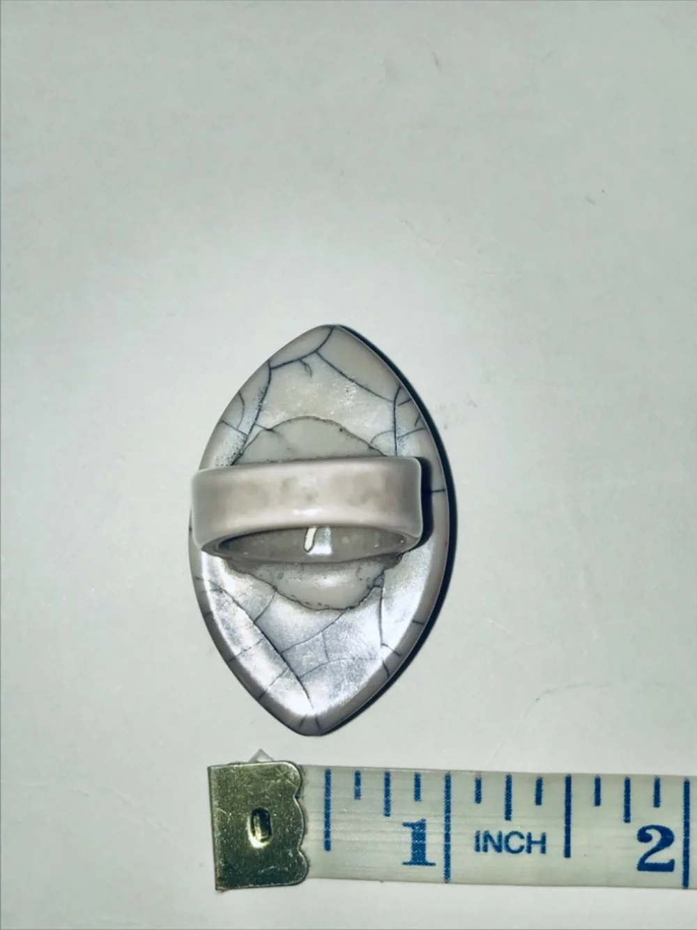 Statement Cocktail Ring Diamond Shaped Grey Blue Cracked Resin Sz 7 Geometric
